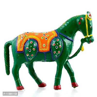 Rajasthani Art Shop Mache Handmade Horse Tableware Antique Showpiece Figurine Set of 1 for Living Room Home D?cor and Gift Purpose (Green)-thumb2