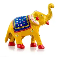 Rajasthani Art Shop Mache Handmade Elephant Showpiece Figurine Set of 1 for Living Room Home D?cor and Gift Purpose (Yellow)-thumb1