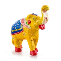 Rajasthani Art Shop Mache Handmade Elephant Showpiece Figurine Set of 1 for Living Room Home D?cor and Gift Purpose (Yellow)-thumb2