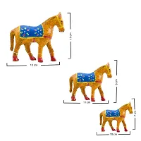Rajasthani Art Shop Mache Handmade Horse Tableware Antique Showpiece Figurine Set of 3 for Living Room Home D?cor and Gift Purpose (Gold)-thumb1