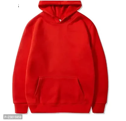 Stylish Red Solid Hooded Sweatshirt For Men
