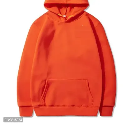 Stylish Orange Solid Hooded Sweatshirt For Men-thumb0