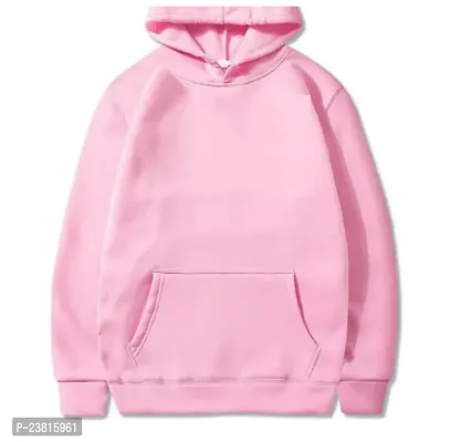 Stylish Pink Solid Hooded Sweatshirt For Men