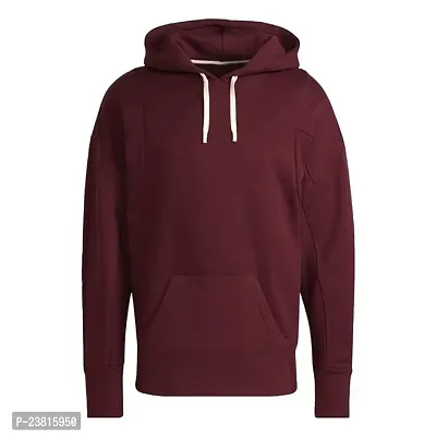 Stylish Maroon Solid Hooded Sweatshirt For Men-thumb0