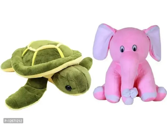 Tortoise And Pink Appu Elephant Best Gift For Couple High Quality Soft Toy Tortoise - 30 cm And Elephant - 25 cm