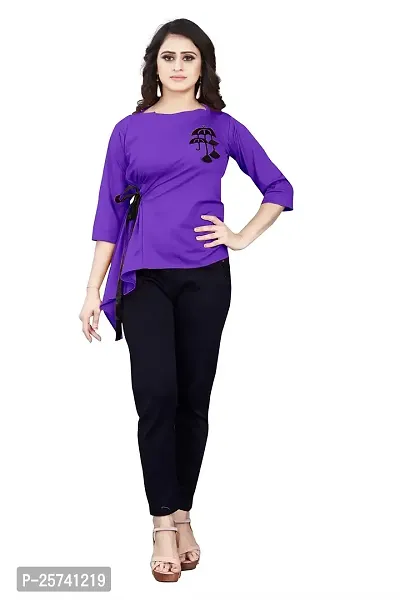 Girls's top with Umbrella Shaped Butta on Front line, Polyester Fabric (Lavender, X-Large)