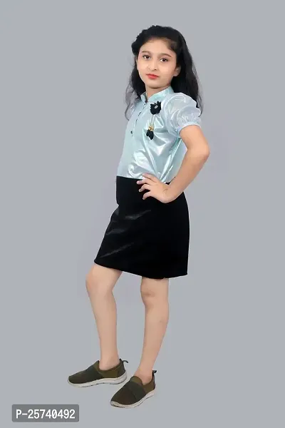 Small Girls Bodycon Shaped Dress with Most Comfortable Fitting (7-8 Years, Light Blue)-thumb3