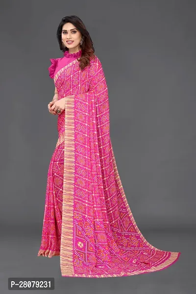 Beautiful Pink Georgette Saree With Blouse Piece For Women-thumb4