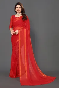 Beautiful Chiffon Saree with unstitched Blouse piece for Women-thumb1