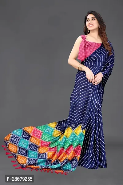 Beautiful Blue Chiffon Saree With Blouse Piece For Women-thumb5