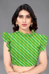 Women Georgette printed leriya saree with  Unstitched Blouse Piecee green-thumb4