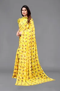 Women Georgette printed leriya saree with  Unstitched Blouse Piecee yellow-thumb1