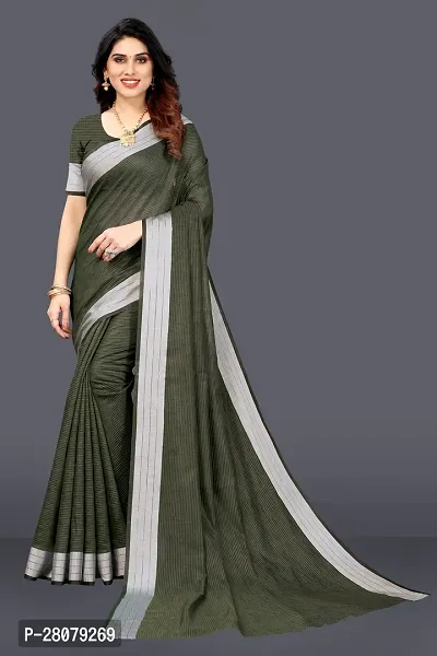 Beautiful Linen Saree with Blouse piece-thumb0