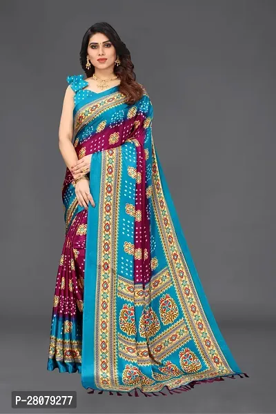 Beautiful Purple Poly Silk Saree With Blouse Piece For Women