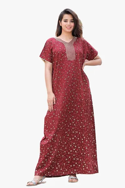 Premium Cotton Embroidery Nighty/Night Gown For Women