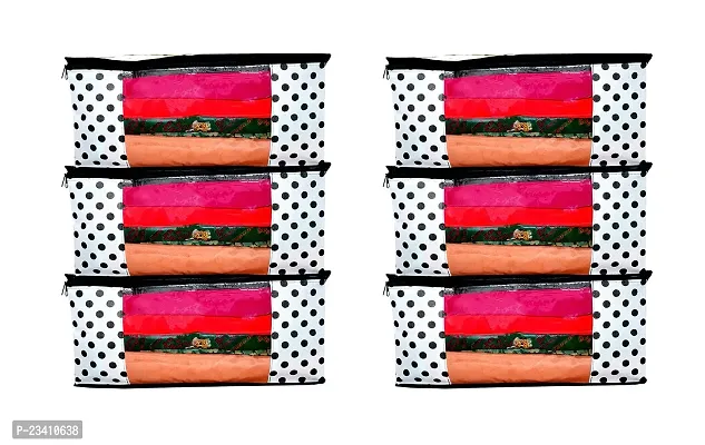 Amira Industries Saree Covers With Zip|Saree Covers For Storage|Saree Packing Covers For Wedding|Pack of 6 (Black  White)