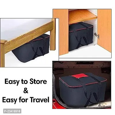 AMIRA INDUSTRIES Underbed Storage Bag Moisture Proof Cloth Organiser Big Underbed Storage Bag with Zippered Closure and Handle(Black Red, 54x46x28cm) (2)-thumb3