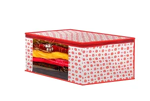 AMIRA INDUSTRIES Saree Cover Red Polka/Garments cover/Clothes Storage Bag with Dust Protection Front Clear window  Zip Closure for Multi-Purpose Clothing Storage/-thumb2