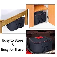 AMIRA INDUSTRIES?Underbed Storage Bag Moisture Proof Cloth Organiser Big Underbed Storage Bag with Zippered Closure and Handle(Black Red, 54x46x28cm) PACKOF 01-thumb2