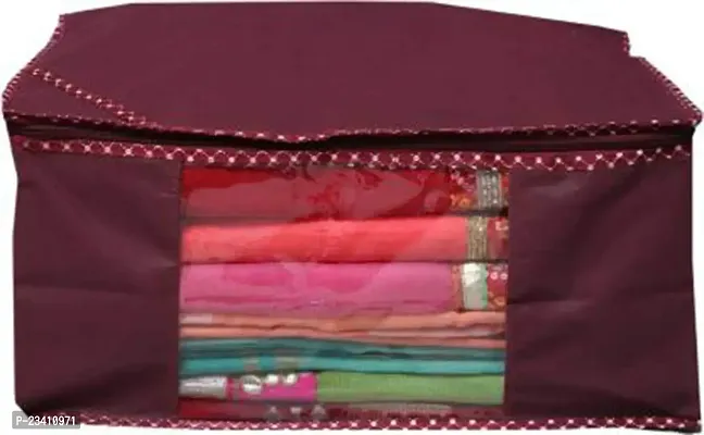 Amira Industries Saree Covers With Zip|Saree Covers For Storage|Saree Packing Covers For Wedding|Pack of 4 (Maroon)-thumb2