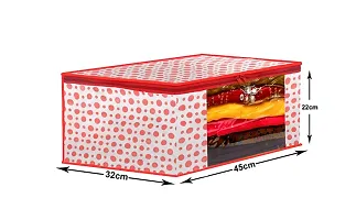 AMIRA INDUSTRIES Saree Cover Red Polka/Garments cover/Clothes Storage Bag with Dust Protection Front Clear window  Zip Closure for Multi-Purpose Clothing Storage/-thumb1