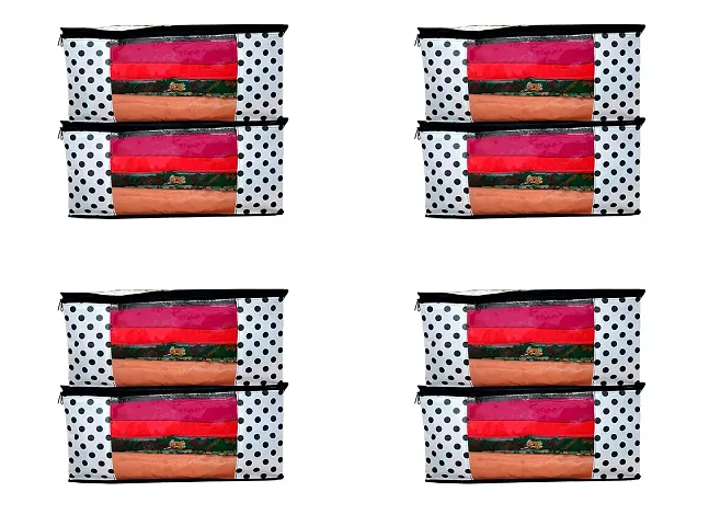 Saree Covers With Zip|Saree Covers For Storage|Saree Packing Covers For Wedding|Pack of (Black White)