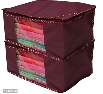 Amira Industries Saree Covers With Zip|Saree Covers For Storage|Saree Packing Covers For Wedding|Pack of 2 (Maroon)