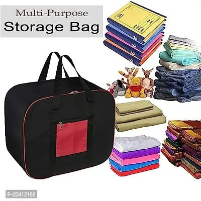 AMIRA INDUSTRIES Underbed Storage Bag Moisture Proof Cloth Organiser Big Underbed Storage Bag with Zippered Closure and Handle(Black Red, 54x46x28cm) (4)-thumb5