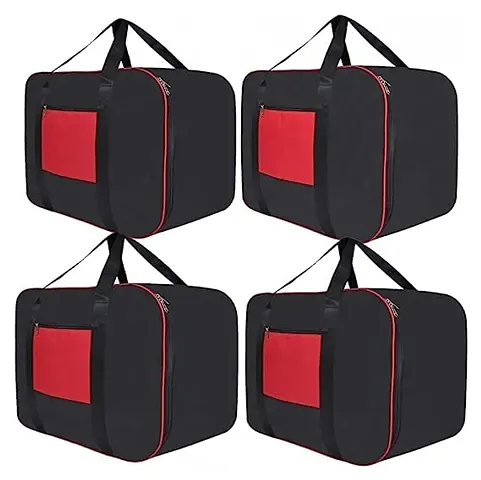 AMIRA INDUSTRIES Underbed Storage Bag Moisture Proof Cloth Organiser Big Underbed Storage Bag with Zippered Closure and Handle(Black Red, 54x46x28cm) (4)