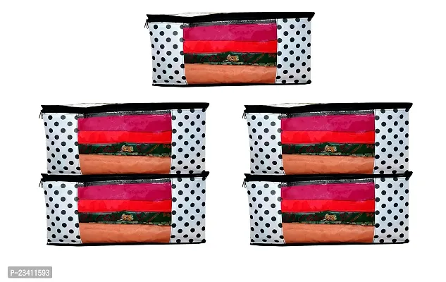 Saree Covers With Zip|Saree Covers For Storage|Saree Packing Covers For Wedding|Pack of 5 (Black  White)