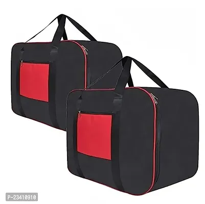 AMIRA INDUSTRIES Underbed Storage Bag Moisture Proof Cloth Organiser Big Underbed Storage Bag with Zippered Closure and Handle(Black Red, 54x46x28cm) (2)-thumb0