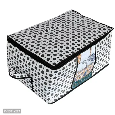 Amira Industries Polka Dots Underbed Storage Bag|Non-Woven Comforter, Blanket Cover|Premium Zipper With Side Handles|Multi-purpose Storage Organiser|Pack of 3 (Black  White)-thumb2