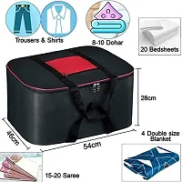 AMIRA INDUSTRIES?Underbed Storage Bag Moisture Proof Cloth Organiser Big Underbed Storage Bag with Zippered Closure and Handle(Black Red, 54x46x28cm) PACKOF 01-thumb1