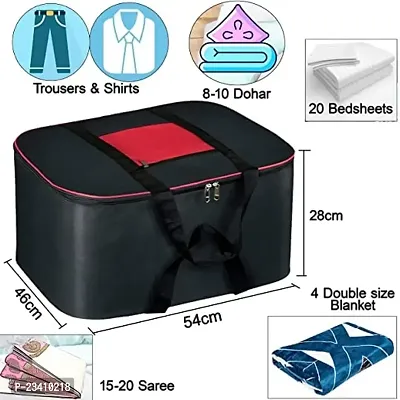 AMIRA INDUSTRIES?Underbed Storage Bag Moisture Proof Cloth Organiser Big Underbed Storage Bag with Zippered Closure and Handle(Black Red, 54x46x28cm) PACKOF 01-thumb2