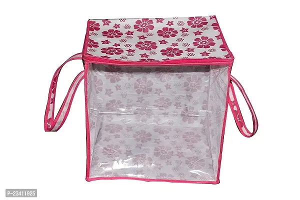 AMIRA INDUSTRIES Garments Protector Saree cover/Clothes Storage Bag with Dust Protection Front Clear window  Zip Closure for Multi-Purpose Clothing Storage Bag | Pack of 3-thumb3