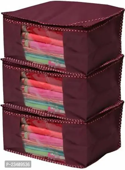 Amira Industries Saree Covers With Zip|Saree Covers For Storage|Saree Packing Covers For Wedding|Pack of 3 (Maroon)