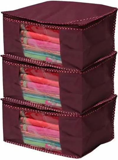 ANNORA INTERNATIONAL, Clothing Protector/Saree Cover/Cloths Cover/Saree Cover for Storage/Garment Cover/Cloth Organiser Solid Cover(Pack of 3)