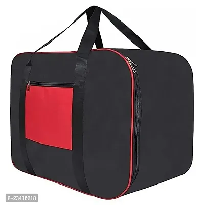 AMIRA INDUSTRIES?Underbed Storage Bag Moisture Proof Cloth Organiser Big Underbed Storage Bag with Zippered Closure and Handle(Black Red, 54x46x28cm) PACKOF 01-thumb0