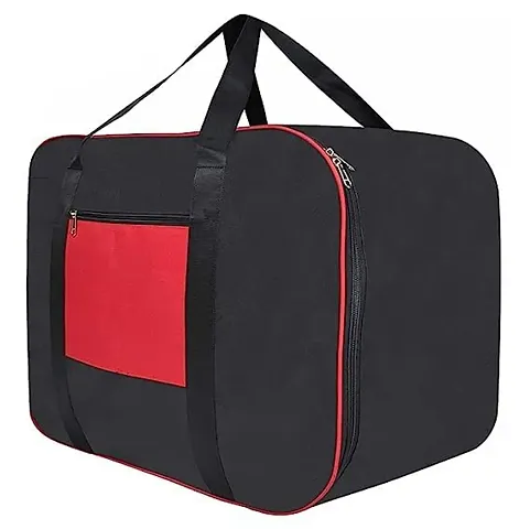 AMIRA INDUSTRIES?Underbed Storage Bag Moisture Proof Cloth Organiser Big Underbed Storage Bag with Zippered Closure and Handle(Black Red, 54x46x28cm) PACKOF 01