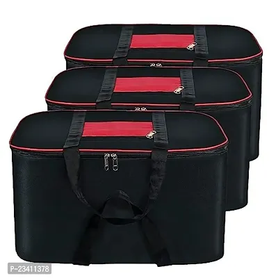 AMIRA INDUSTRIES Underbed Storage Bag Moisture Proof Cloth Organiser Big Underbed Storage Bag with Zippered Closure and Handle(Black Red, 54x46x28cm) (3)-thumb0