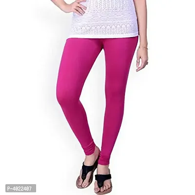 Stylish Pink Cotton Solid Leggings-thumb0