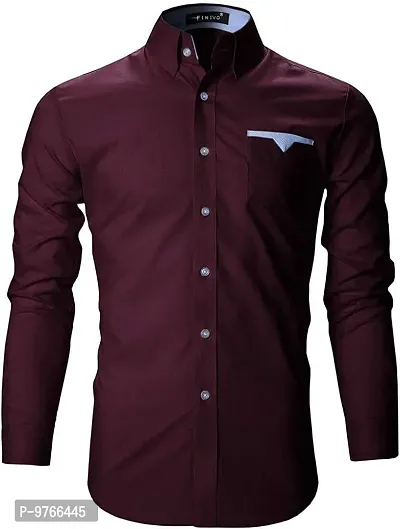 FINIVO FASHION Men's Casual Shirt Wine