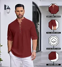 Stylish Solid Cotton Blend Straight Kurta For Men-thumb4