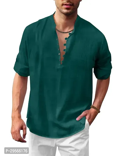 Stylish Solid Cotton Blend Straight Kurta For Men-thumb0