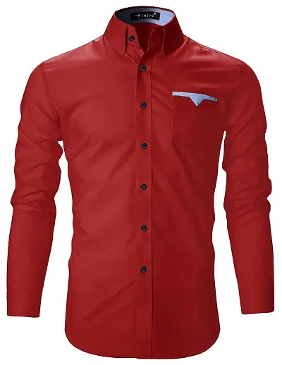 Stylish Blend Solid Long Sleeves Casual Shirt For Men