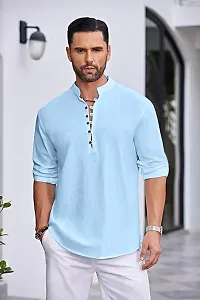 Stylish Solid Cotton Blend Straight Kurta For Men-thumb1