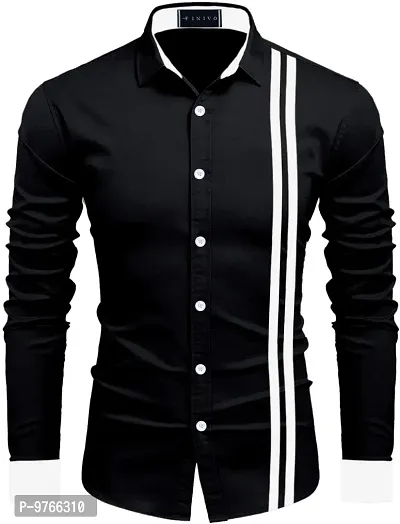 FINIVO FASHION Men Cotton Casual Shirt Black
