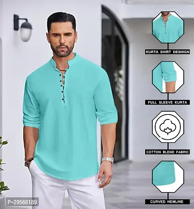 Stylish Solid Cotton Blend Straight Kurta For Men-thumb5