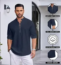 Stylish Solid Cotton Blend Straight Kurta For Men-thumb4