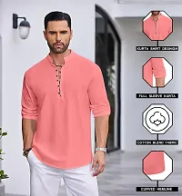 Stylish Solid Cotton Blend Straight Kurta For Men-thumb4